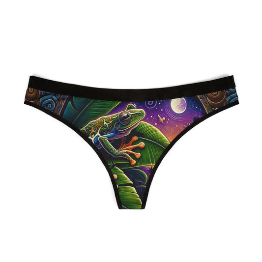 Colorful Coqui Boricua Print Women's Thongs, AOP Underwear, Unique Lingerie Gift, Fun Intimates, Tropical Vibes, Eco-Friendly