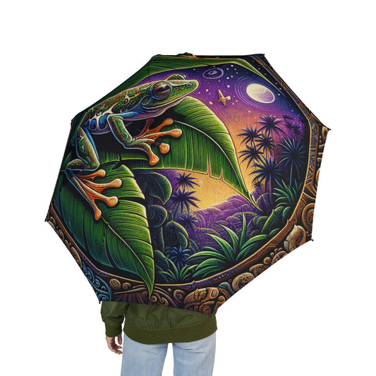 Colorful Coqui Boricua Design Umbrella, Rain Accessory, Travel Umbrella, Gifts for Nature Lovers, Unique Folding Umbrella