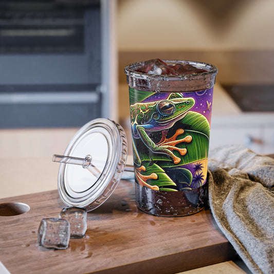 Colorful Coqui Boricua-Themed Acrylic Cup, Tropical Drinkware, Reusable Cup, Eco-Friendly Travel Cup, Unique Gift for Nature Lovers, Summer Parties