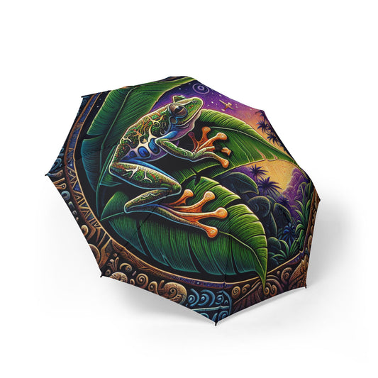 Colorful Coqui Boricua Design Umbrella, Rain Accessory, Travel Umbrella, Gifts for Nature Lovers, Unique Folding Umbrella