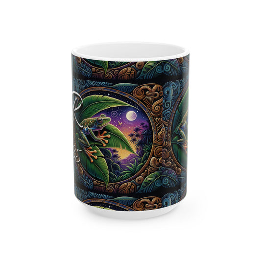 Ceramic Coqui Boricua Coffee Mug, Colorful Art Mug, Personalized Gift for Coffee Lovers, Artistic Tea Cup, Unique Home Decor