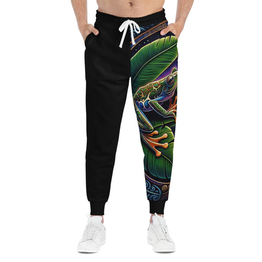 Colorful Coqui Boricua Athletic Joggers, AOP loungewear, gift for nature lovers, comfy workout pants, unique unisex joggers